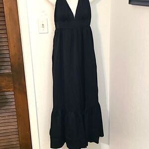 Honeyuppy Black Maxi-Dress with Ties for the back, Size Large, NWOT